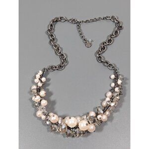 Simply Vera Wang Gray Metallic Faux Pearl Cluster‎ Glass Bead Necklace 23 inch